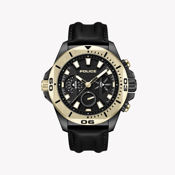 Police Men's Silver Watch, Black Leather | Pewjf0022501 by i-watch