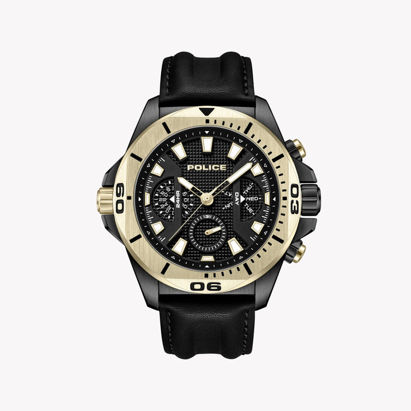 Police Men's Silver Watch, Black Leather | Pewjf0022501 by i-watch