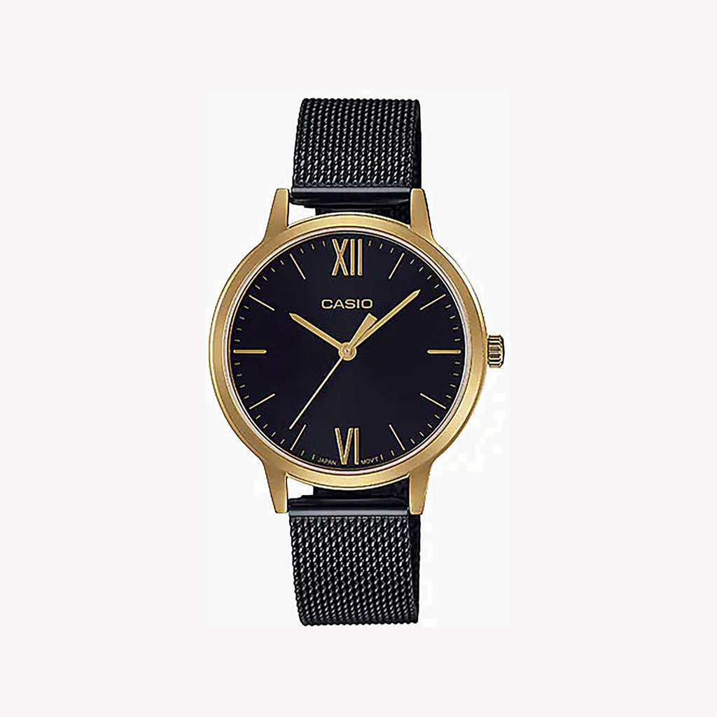 CASIO LTP-E157MGB-1BDF ELEGANT TIMEPIECE - VERSATILE GOLD & BLACK WOMEN'S WATCH