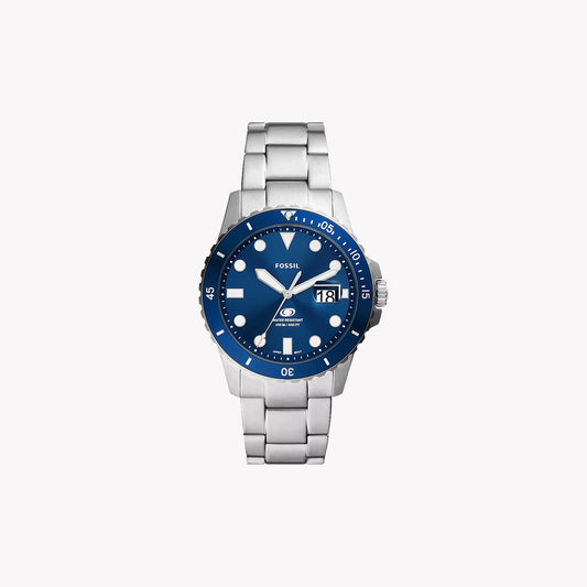 Fossil Blue Dive Dreizeiger-Datumsuhr aus Edelstahl FS6029