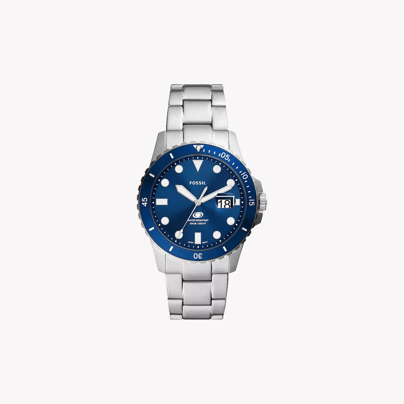Fossil Men's Silver Watch, Blue Dial | Fs6029 by i-watch