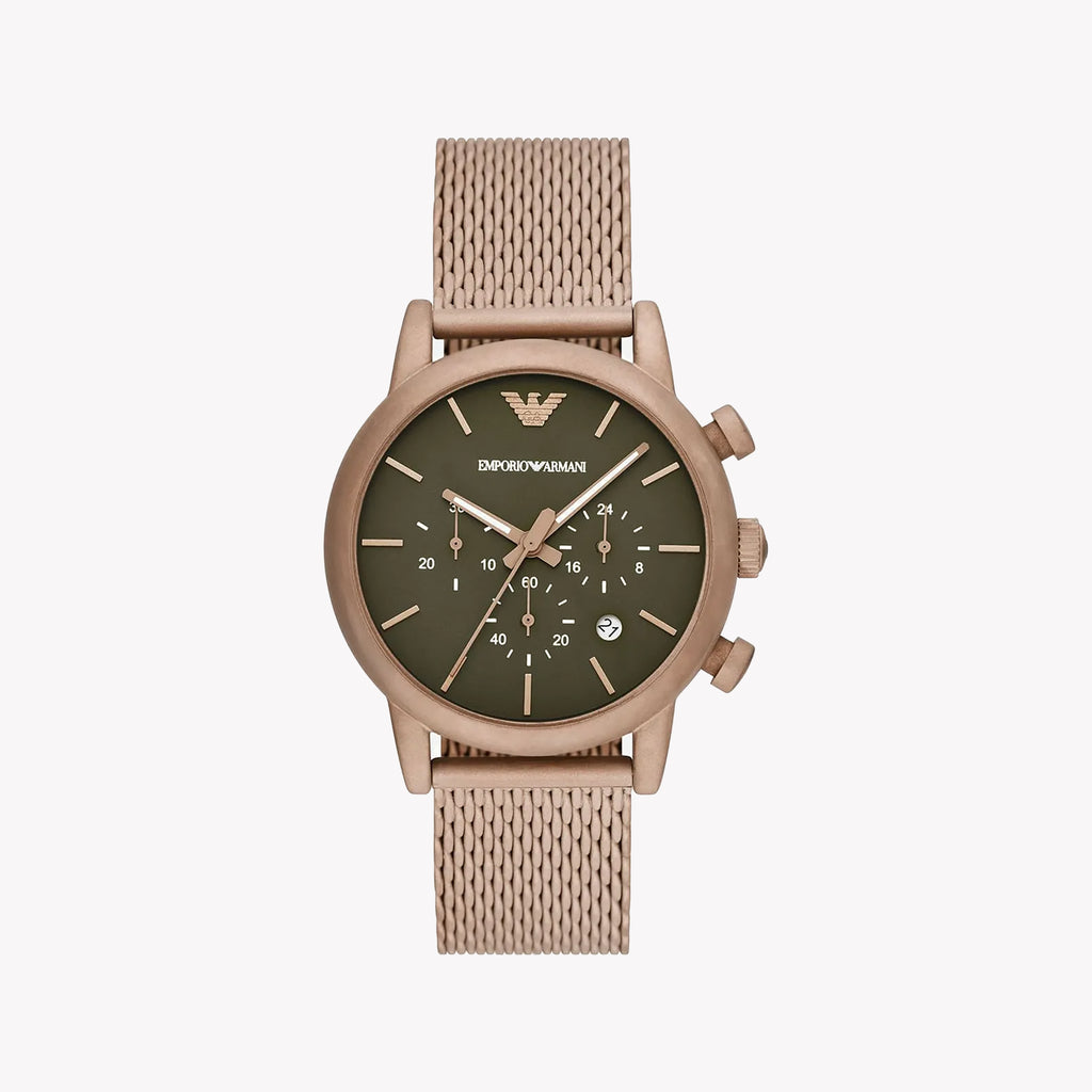 EMPORIO ARMANI AR11428 - BOLD ELEGANCE IN BROWN WITH GREEN DIAL MEN'S WATCH