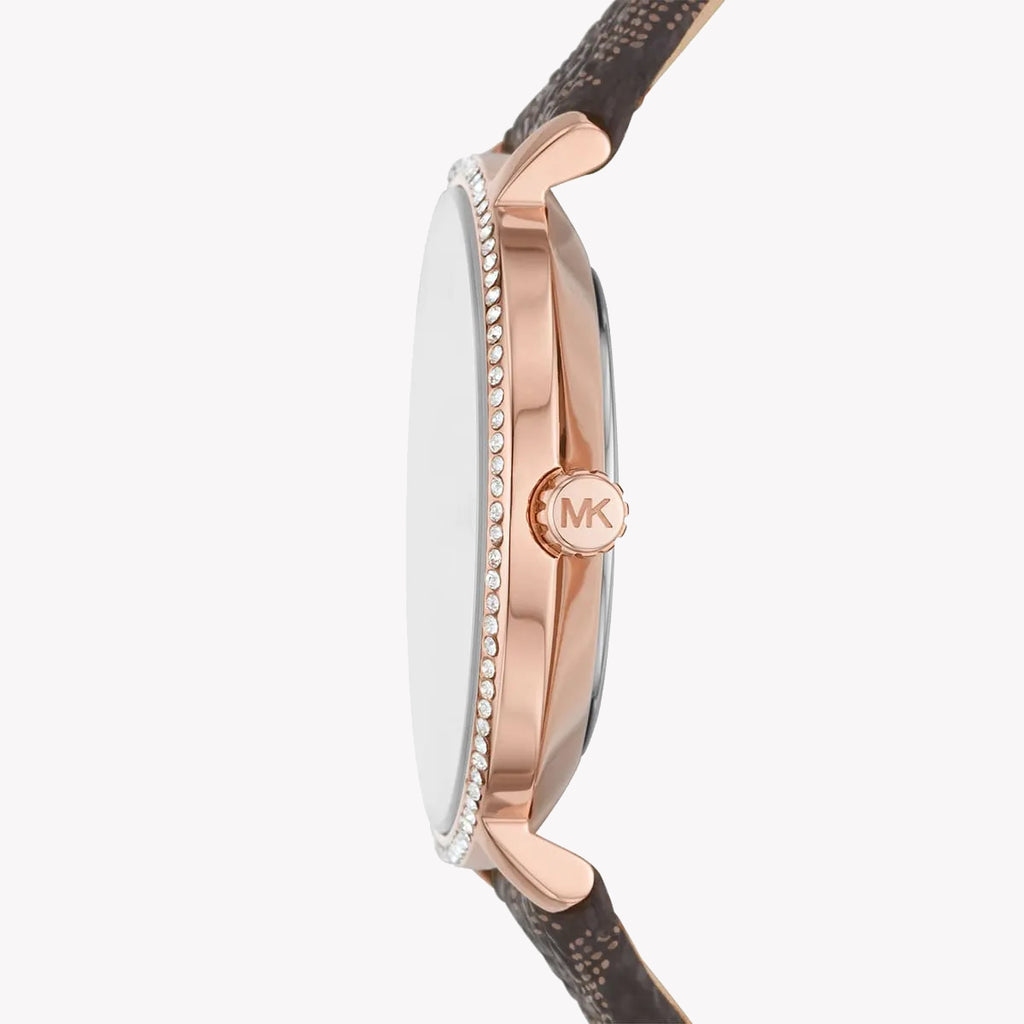 MICHAEL KORS MK1036 ROSE GOLD GLAM - CHIC TIMEPIECE WITH BROWN LEATHER BAND-i-Watch-2