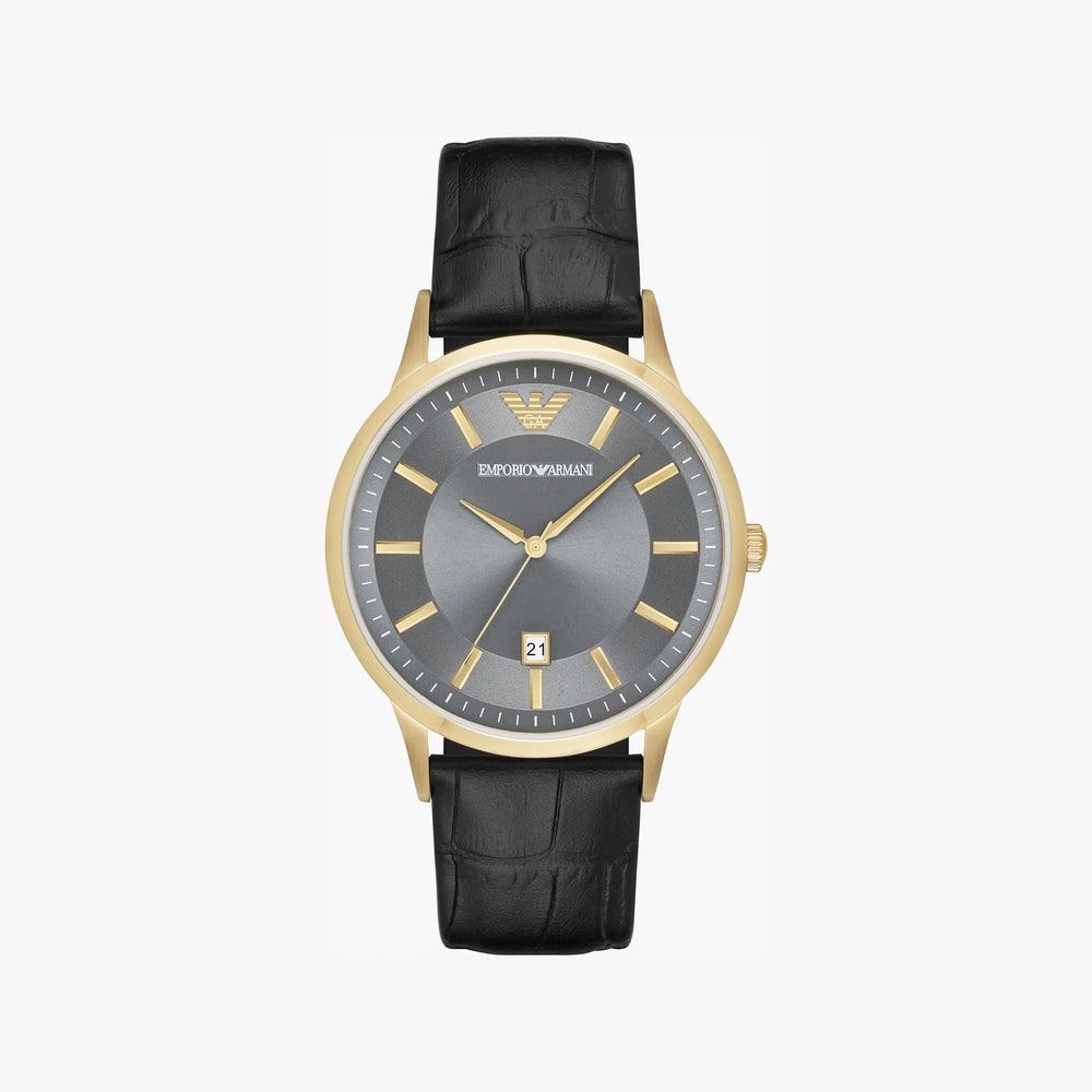 Emporio Armani Men's Gold Stainless Steel, Black Leather | Ar11049 by i-watch