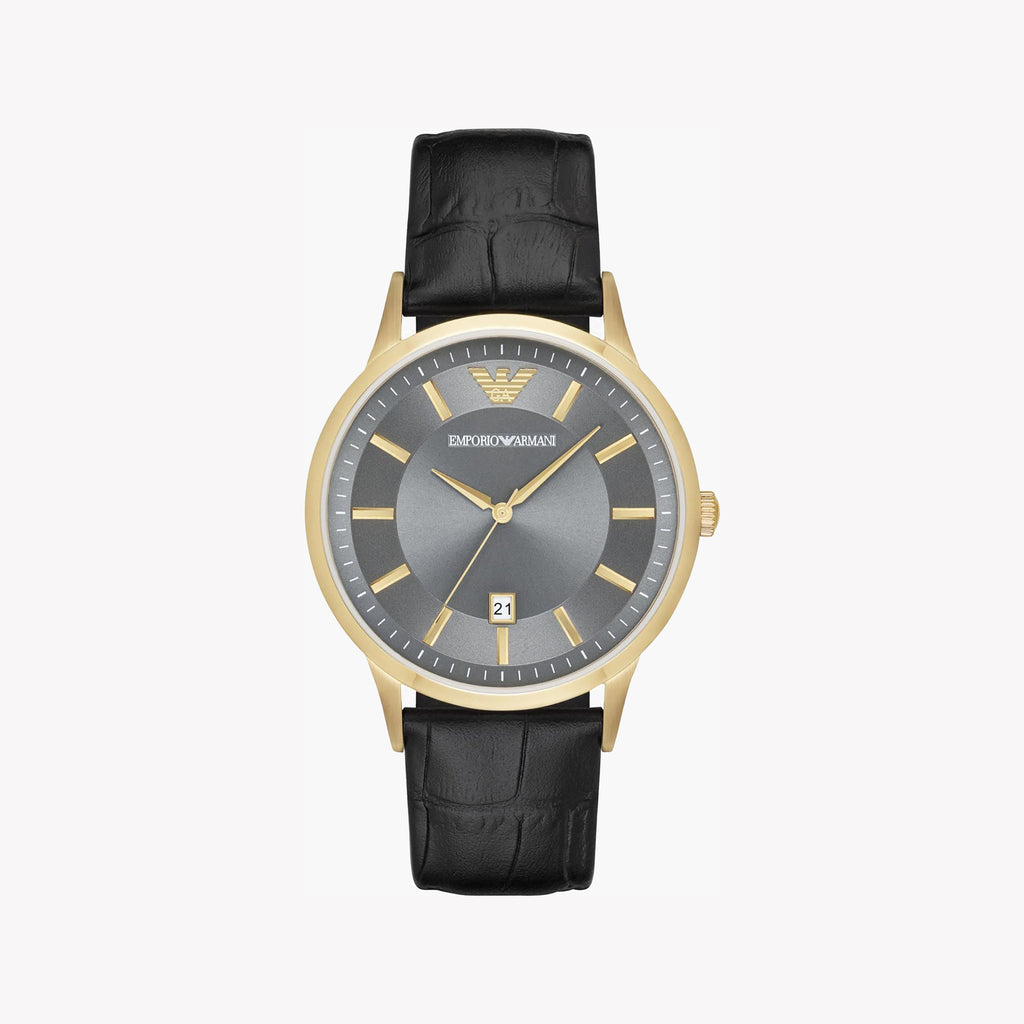 EMPORIO ARMANI AR11049 - GOLD & GREY TIMEPIECE WITH BLACK BAND-i-Watch