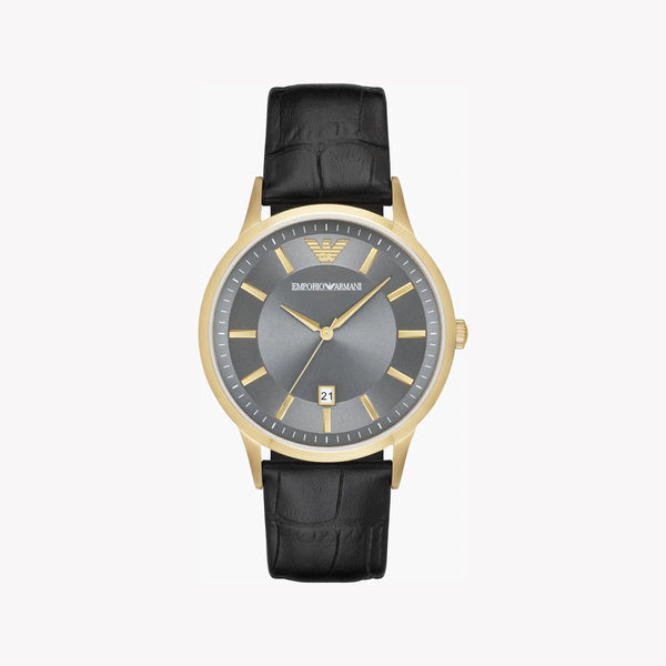 Emporio Armani Men's Gold Stainless Steel, Black Leather | Ar11049 by i-watch