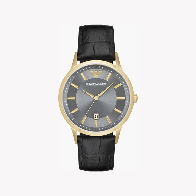 Emporio Armani Men's Gold Stainless Steel, Black Leather | Ar11049 by i-watch