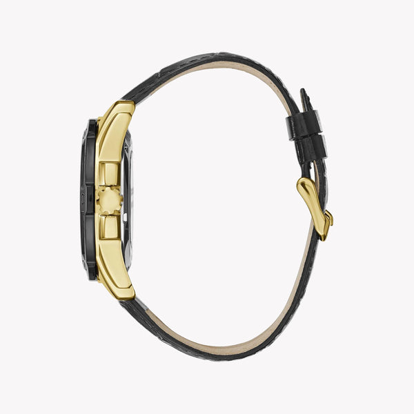 Guess Men's Gold Watch, Black Leather Band | W1308g2 by i-watch