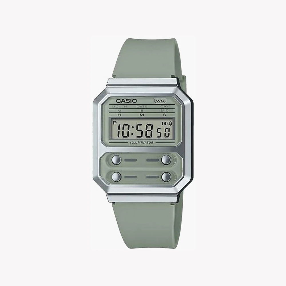 Casio Unisex Green Resin Watch, Silicone Band | A100wef-3aef by i-watch