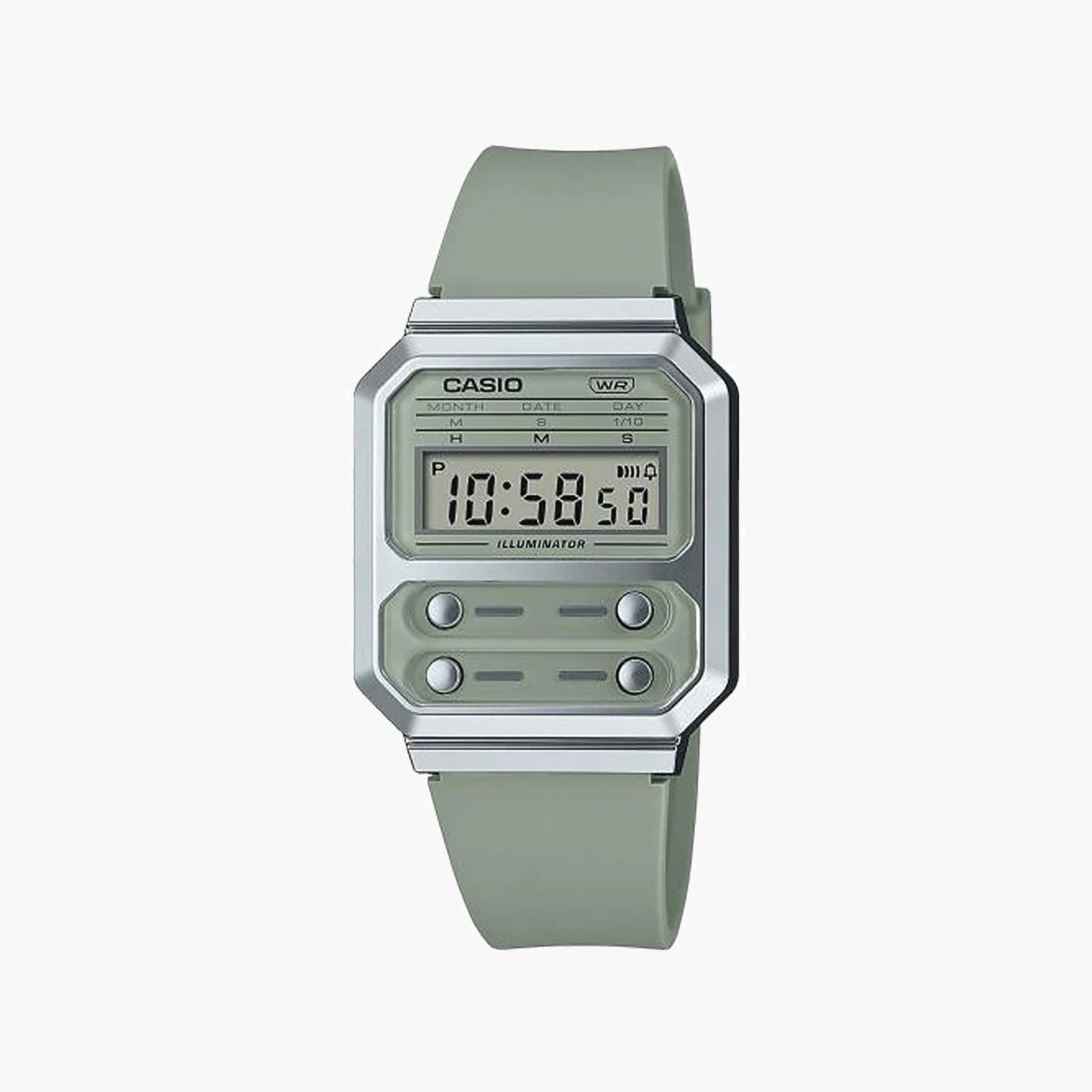 Casio Unisex Green Resin Watch, Silicone Band | A100wef-3aef by i-watch