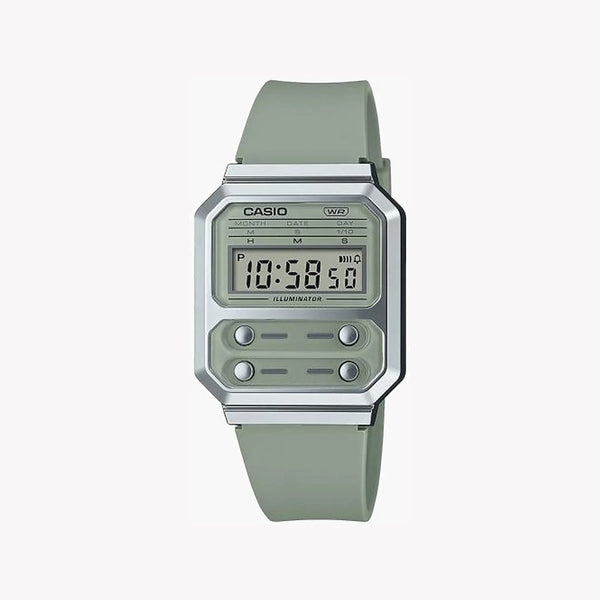 Casio Unisex Green Resin Watch, Silicone Band | A100wef-3aef by i-watch