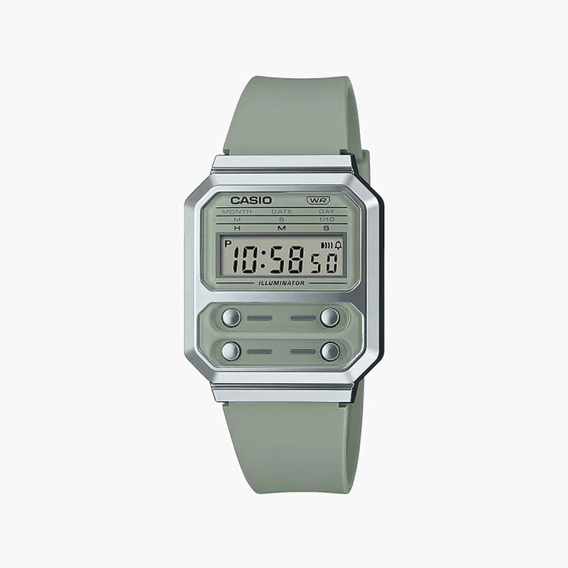 Casio Unisex Green Resin Watch, Silicone Band | A100wef-3aef by i-watch