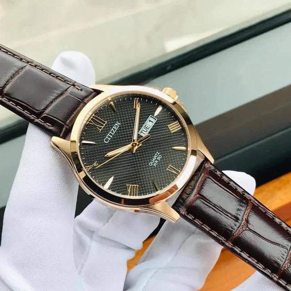 Citizen Bf2023-01h - Elegant Timepiece For The Modern Man: Chronograph, Gold & Brown Leather by i-watch