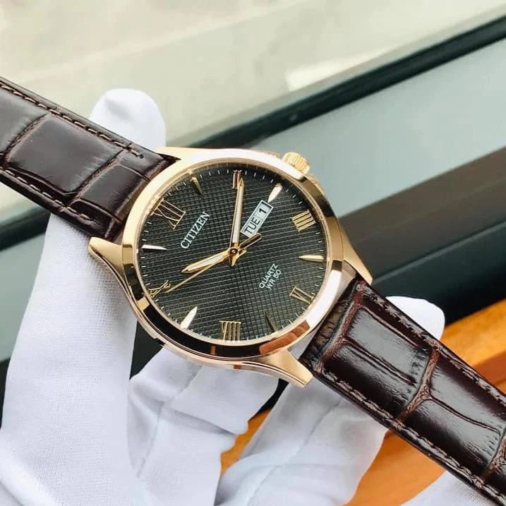 Citizen Bf2023-01h - Elegant Timepiece For The Modern Man: Chronograph, Gold & Brown Leather by i-watch
