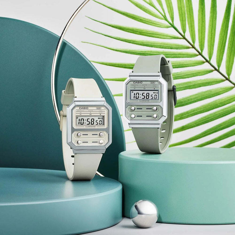 Casio Unisex Green Resin Watch, Silicone Band | A100wef-3aef by i-watch