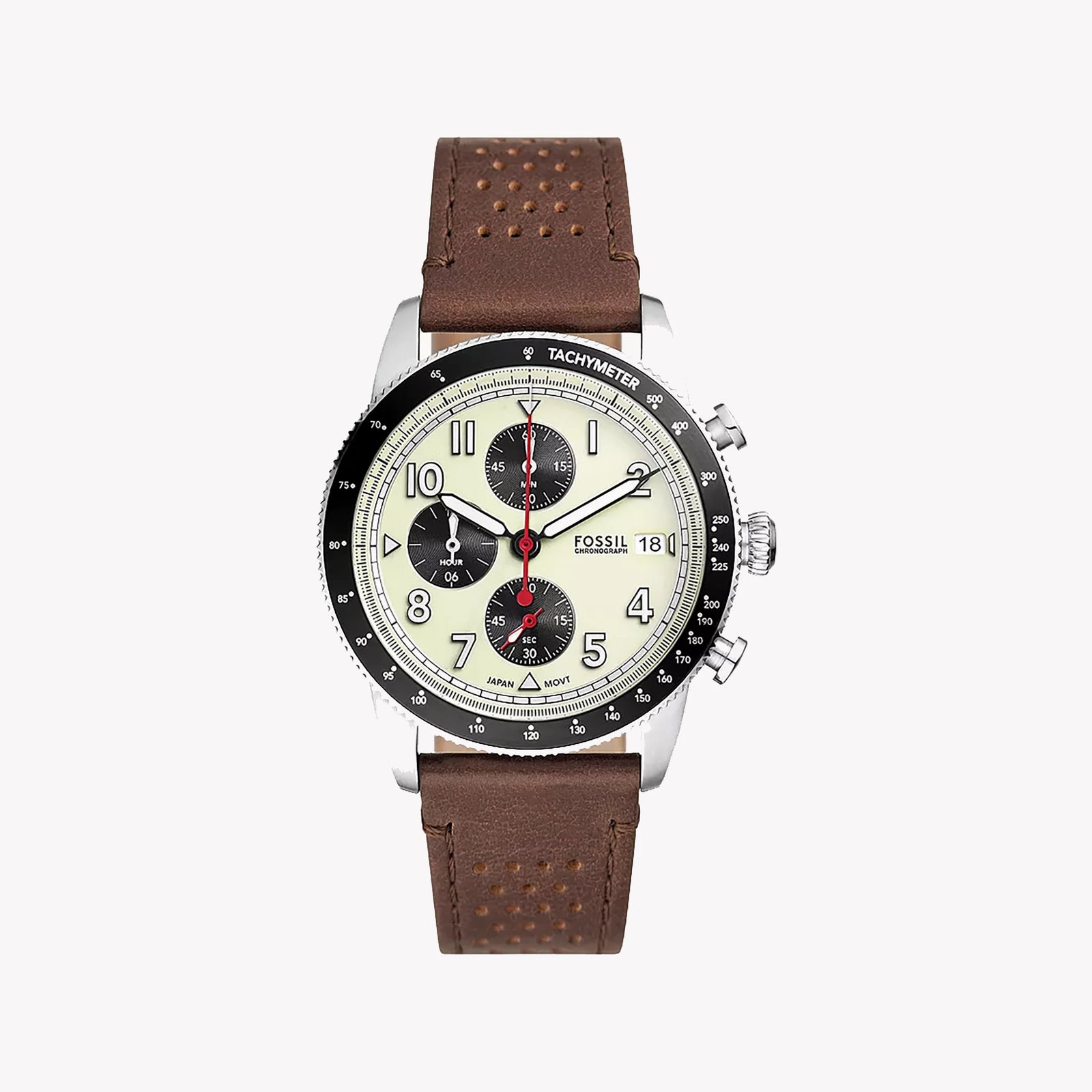 Fossil Men's Brown Leather Watch, Silver Case | Fs6042 by i-watch