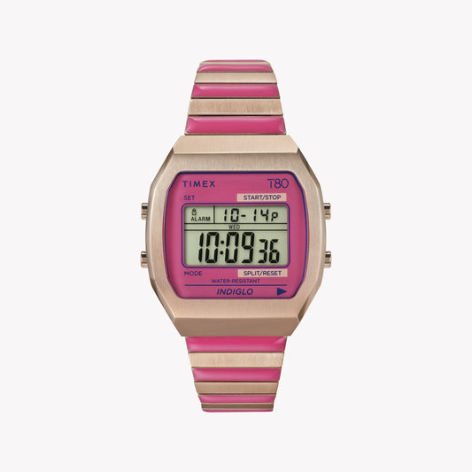 Timex 80 Edelstahl-Erweiterungsband Roségold mit rosa Akzenten TW2W41600 Damenuhr