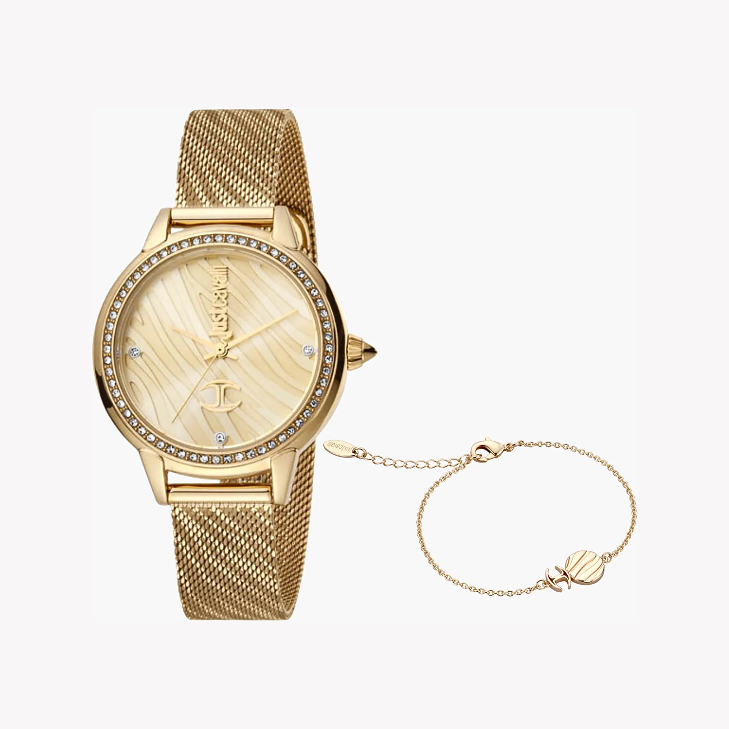 JUST CAVALLI Women's Watch with Gold Stainless Steel Case and Gold Stainless Steel Band