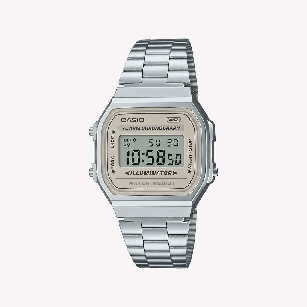 CASIO A168WA-8AYDF SPORTY ELEGANCE - TIMELESS DIGITAL CLASSIC WITH STAINLESS STEEL BAND