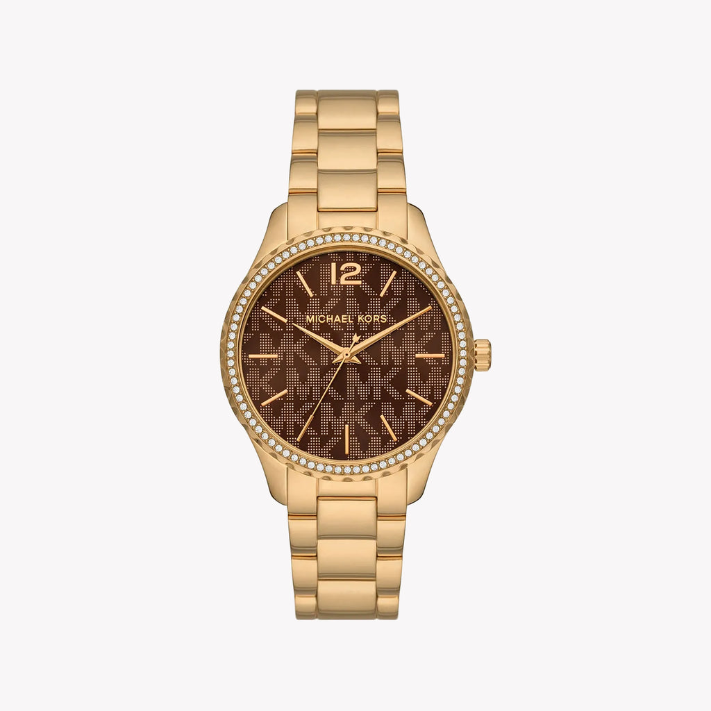 MICHAEL KORS MK7296 - BOLD SOPHISTICATION WOMEN'S WATCH WITH GOLD BAND & BROWN DIAL