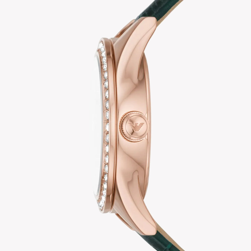 EMPORIO ARMANI AR11506 - ELEGANT ROSE GOLD & GREEN LEATHER WOMEN'S WATCH-i-Watch-2
