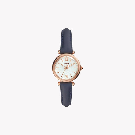 Carlie Mini Three-Hand Navy Leather Watch ES4502