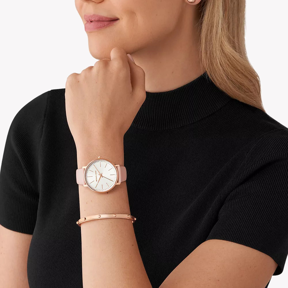 MICHAEL KORS MK1078SET - CHIC SOPHISTICATION WOMEN'S ROSE GOLD TIMEPIECE WITH PINK LEATHER BAND-i-Watch-4
