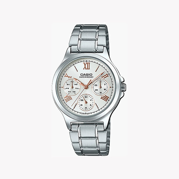 Casio Ltp-V300d-7a2udf - Sporty Elegance Unisex Watch With Stainless Steel Band And White Dial by i-watch