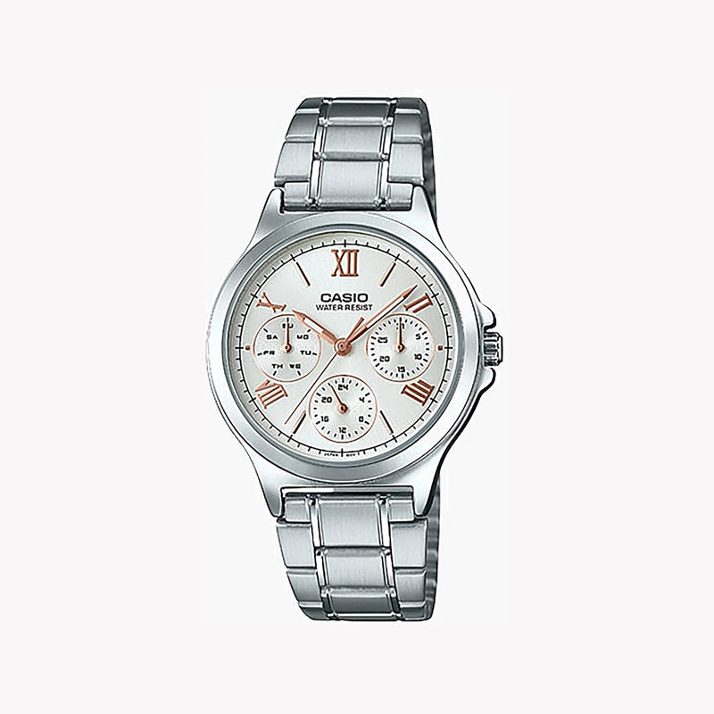 Casio Ltp-V300d-7a2udf - Sporty Elegance Unisex Watch With Stainless Steel Band And White Dial by i-watch