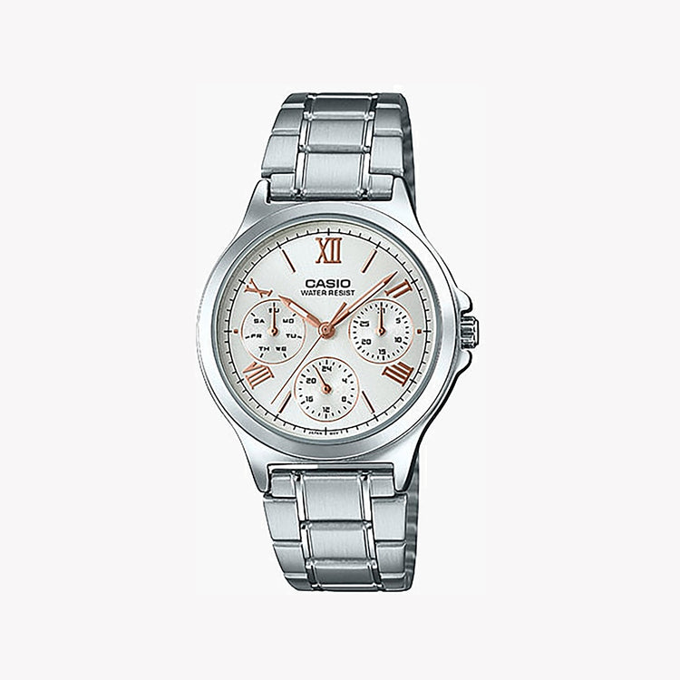 CASIO LTP-V300D-7A2UDF - SPORTY ELEGANCE UNISEX WATCH WITH STAINLESS STEEL BAND AND WHITE DIAL