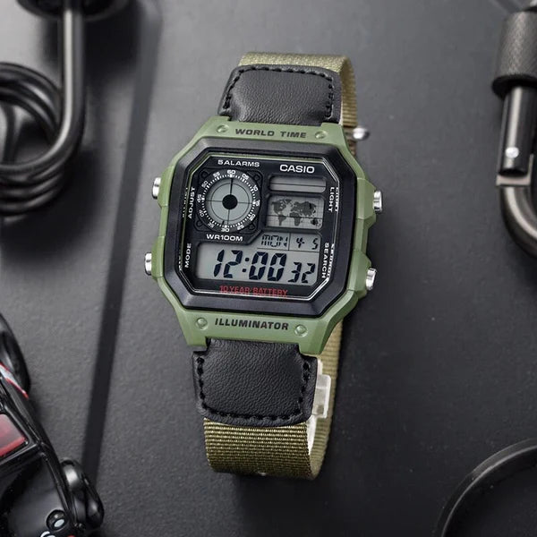 Casio Men's Resin Watch, Green Strap | Ae-1200whb-3bvdf by i-watch