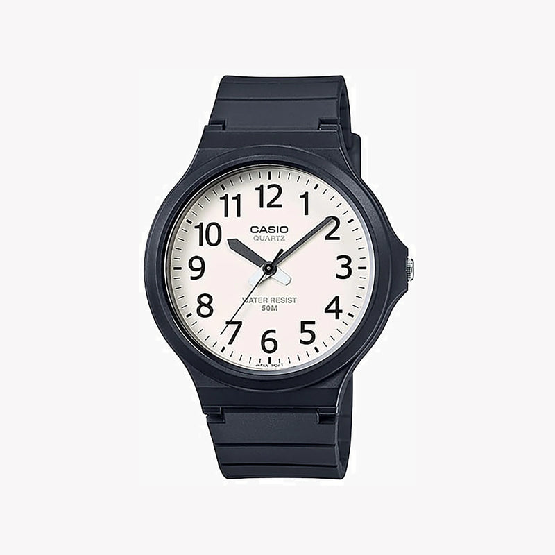 Casio Men's Black Resin Watch, White Dial | Mw-240-7bv by i-watch