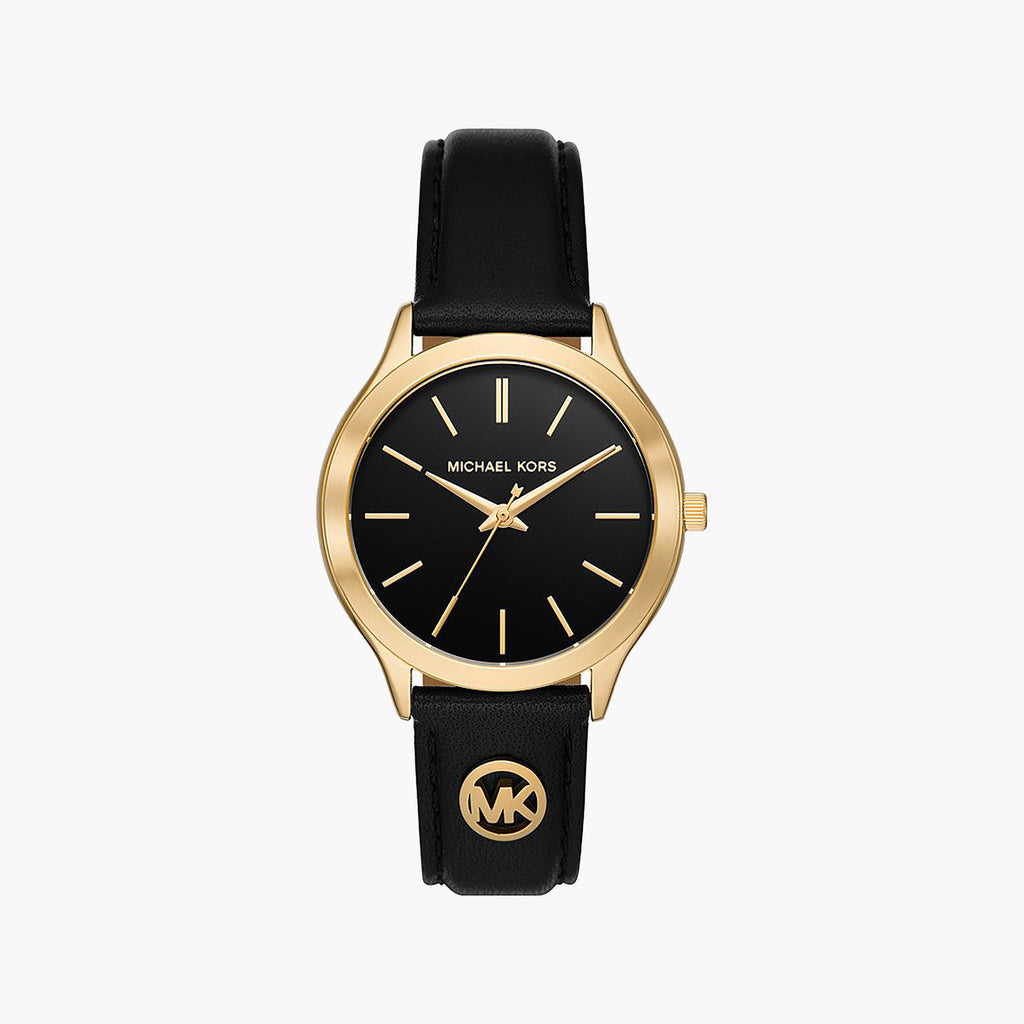 MICHAEL KORS MK7482 GOLD CHIC TIMEPIECE WITH BLACK LEATHER BAND-i-Watch