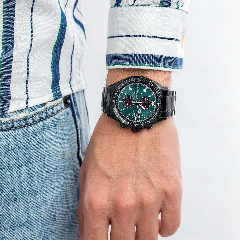 Citizen Men's Black Stainless Steel Watch, Green Dial | Ca0775-87x by i-watch