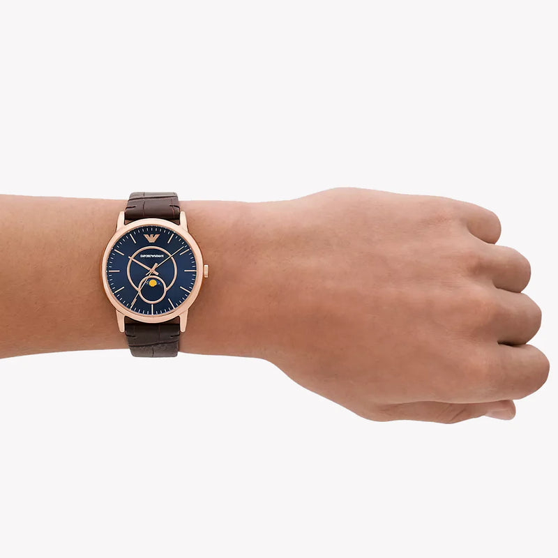 Emporio Armani Men's Rose Gold Watch, Blue Dial | Ar11566 by i-watch