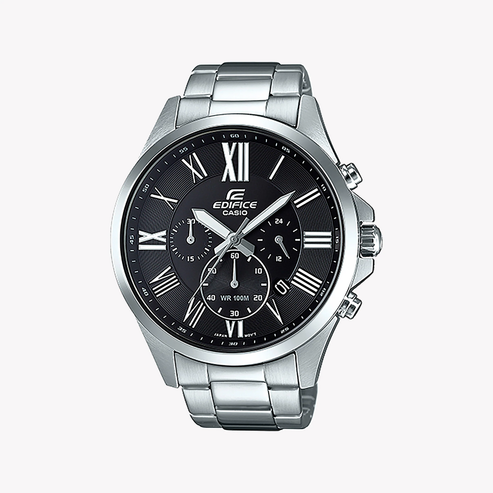 Casio Edifice Efv-500d-1avudf - Rugged Elegance Men's Watch With Black Dial & Stainless Steel Band by i-watch