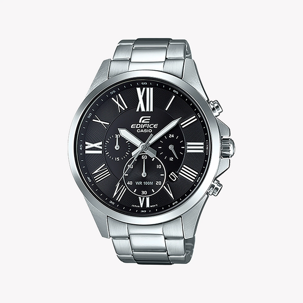 Casio Edifice Efv-500d-1avudf - Rugged Elegance Men's Watch With Black Dial & Stainless Steel Band by i-watch