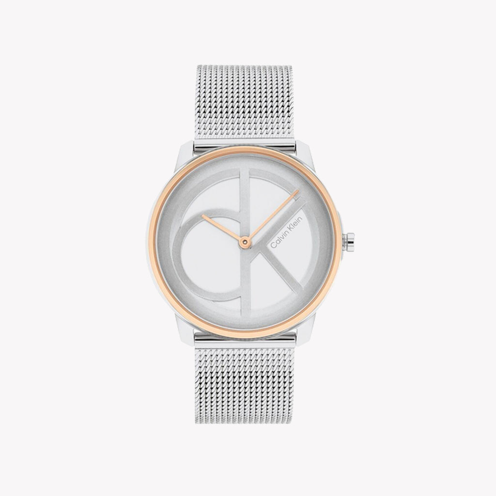 CK CALVIN KLEIN MODERN CLASSIC - ELEGANT SILVER WOMEN'S WATCH with White Dial & Stainless Steel Band