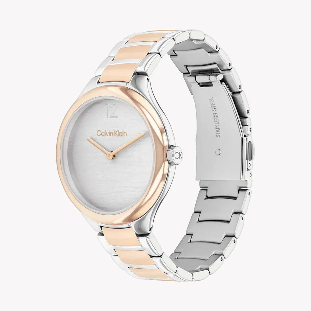 Ck Calvin Klein Women's Silver/Rose Gold Watch, Silver Dial | 25100049 by i-watch