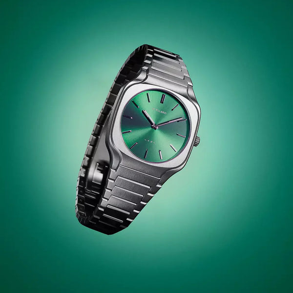 D1 MILANO Men's Silver Stainless Steel, Dark Green Dial | D1-SQBJ06 by i-watch