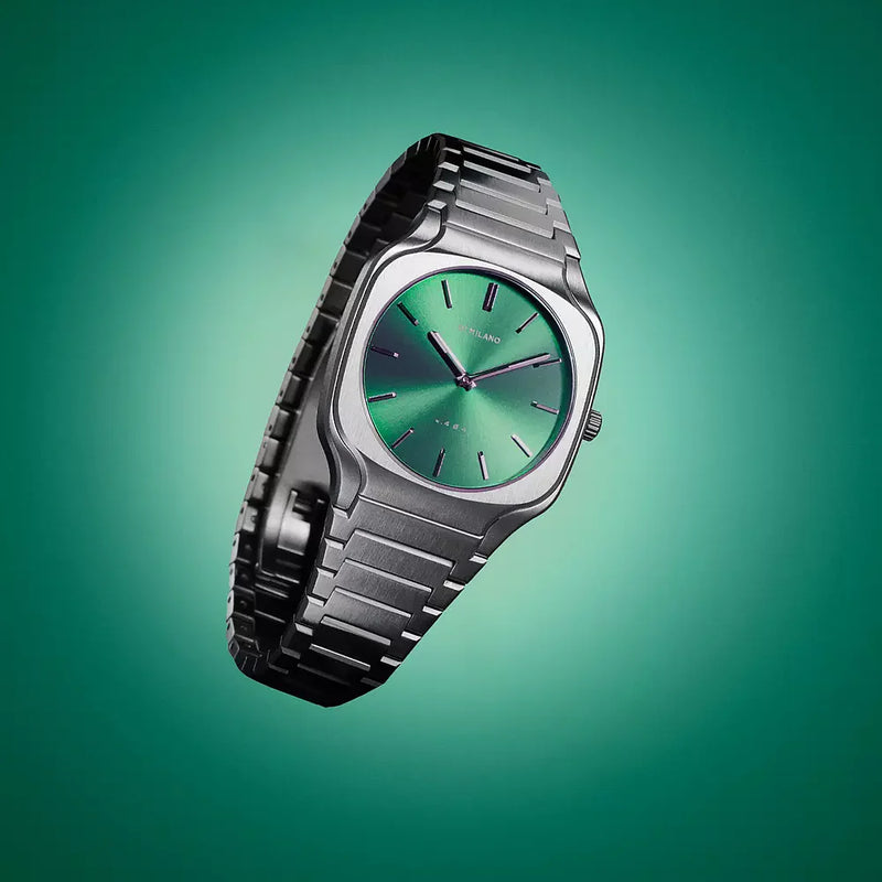 D1 MILANO Men's Silver Stainless Steel, Dark Green Dial | D1-SQBJ06 by i-watch