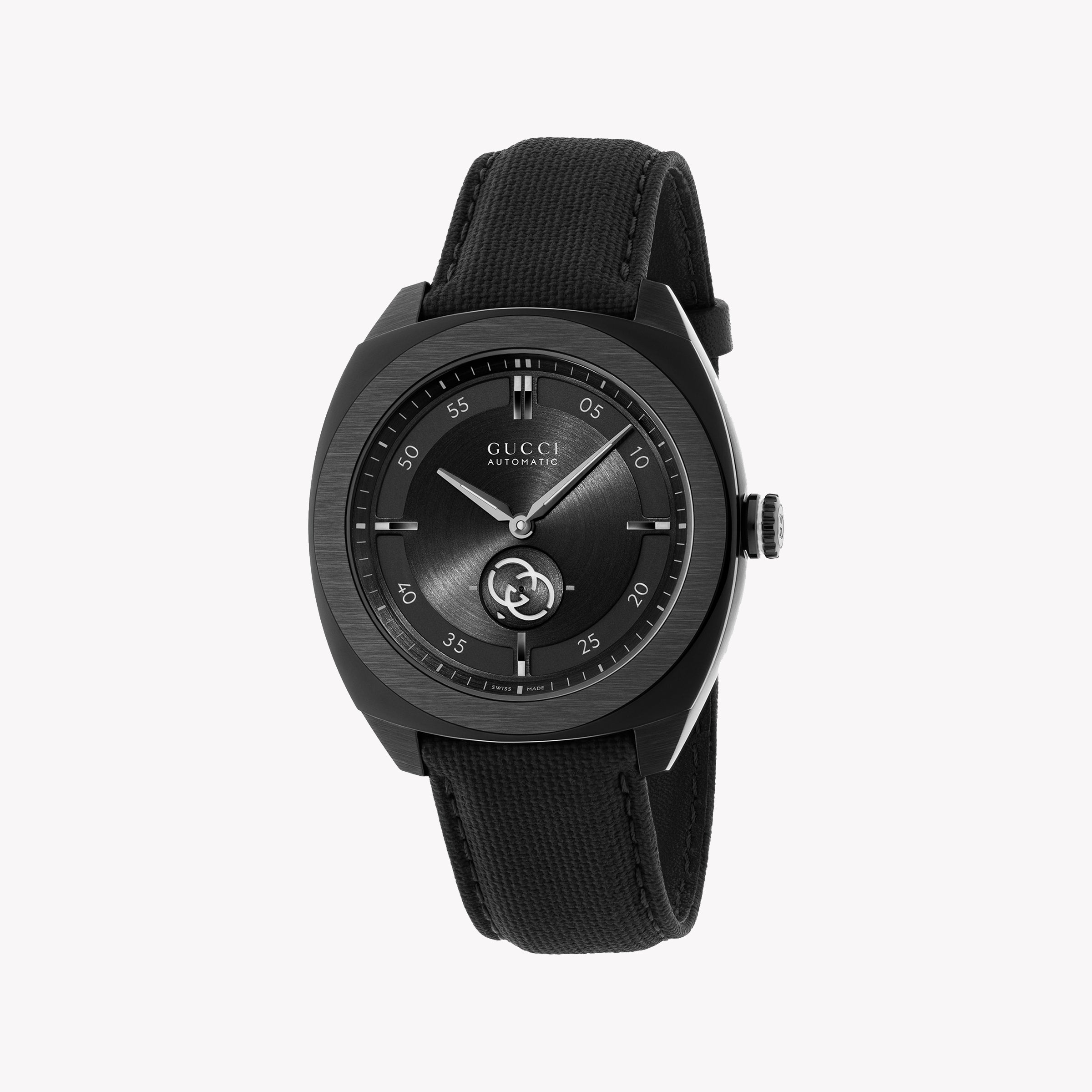 GUCCI YA142330 - BLACK ELEGANCE UNLEASHED: LUXURY MEN'S WATCH WITH RUBBER STRAP & QUARTZ PRECISION