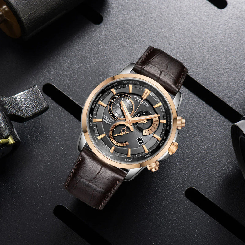 Citizen Bl8148-11h Timeless Elegance - Eco-Drive Men's Watch With Brown Leather Band & Dual Time Display by i-watch