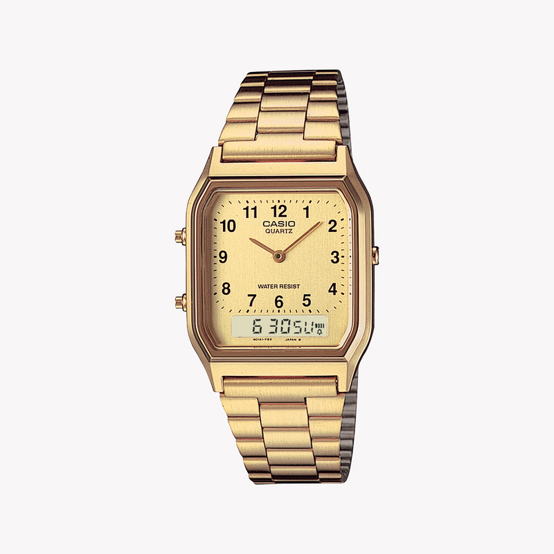 Casio Unisex Resin/Metal Watch, Gold Dial | Aq-230ga-9bmq by i-watch