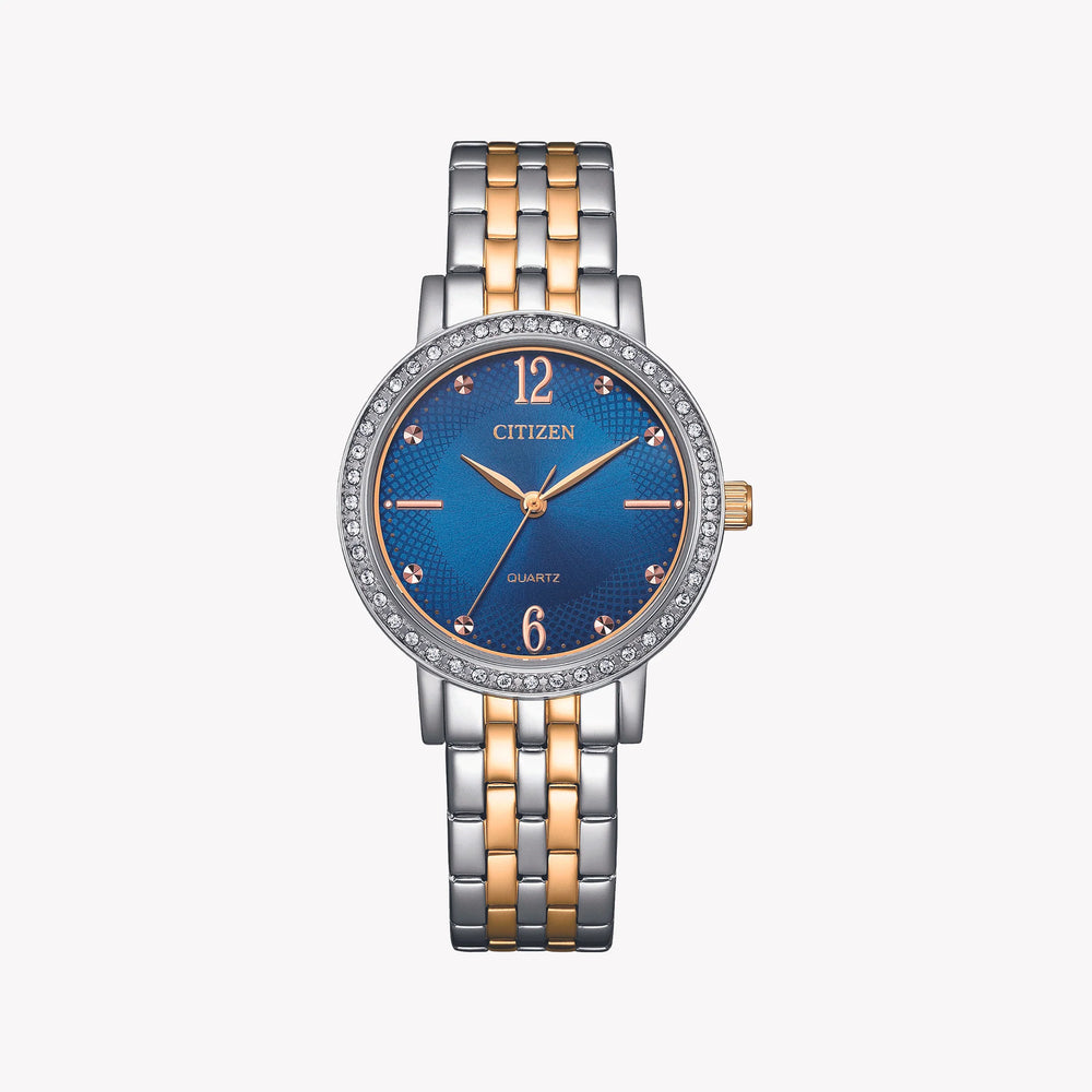 Citizen Women's Silver & Gold Watch, Blue Dial | El3106-59l by i-watch