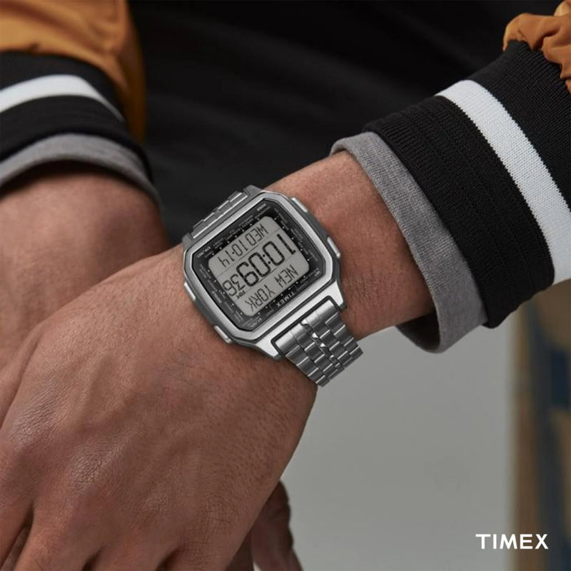Timex Men's Silver Stainless Steel Watch, Digital Dial | Tw2u17000 by i-watch