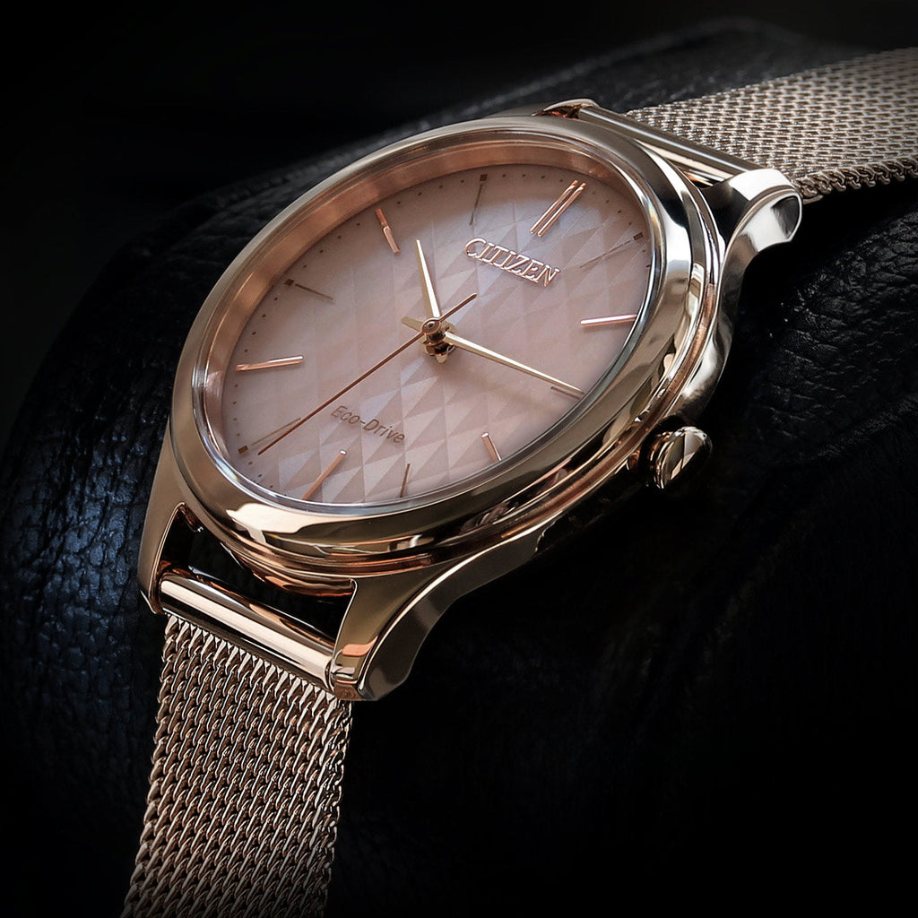 CITIZEN EM0503-83X RADIANT CHARM - ELEGANT GOLD MESH & ROSE GOLD DIAL Women's Eco-Drive Watch-i-Watch-4
