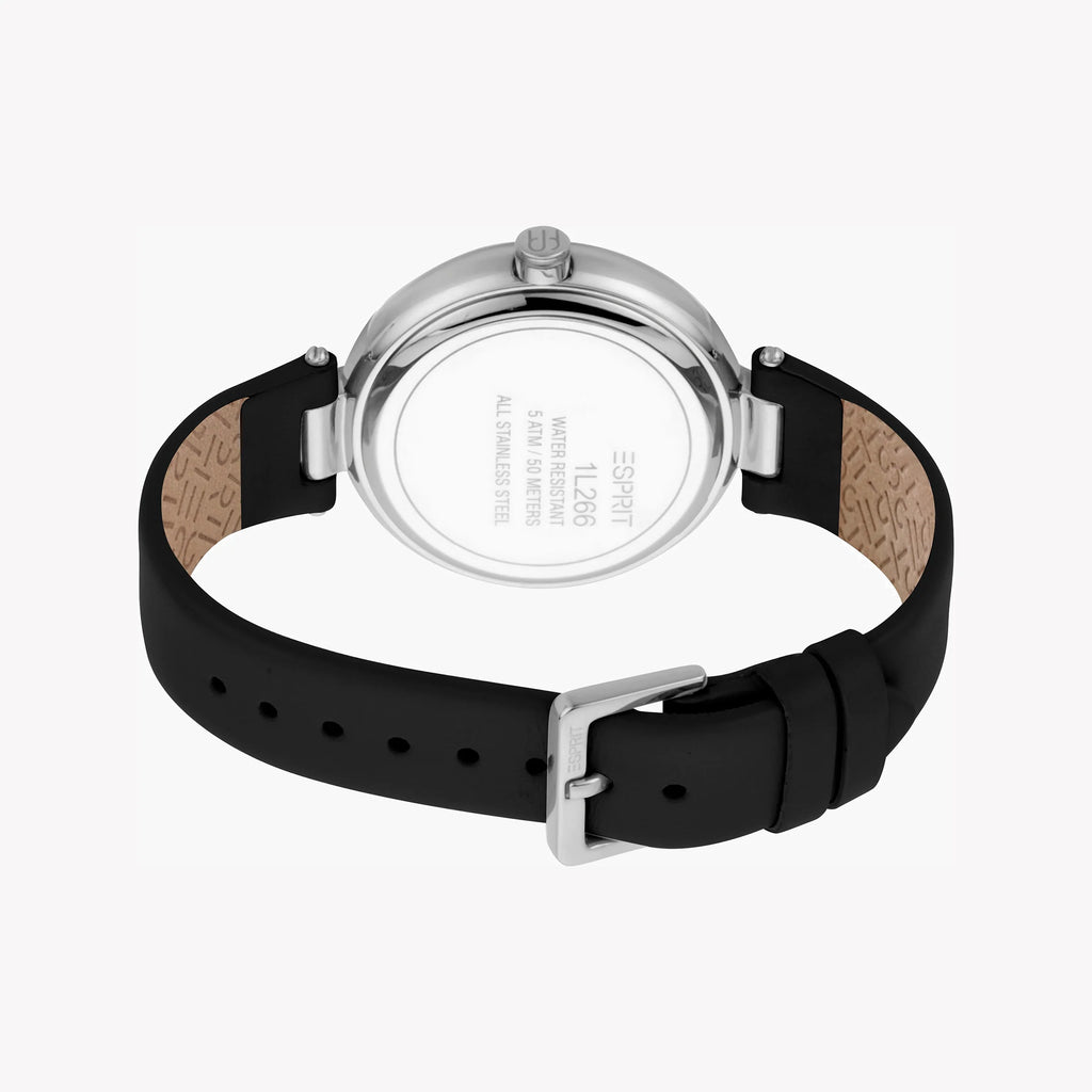 ESPRIT Women's Watch with Silver Stainless Steel Case and Black Leather Band-i-Watch-3