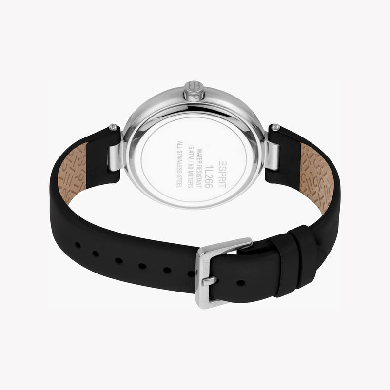Esprit Women's Black Leather Watch, Silver Dial | Es1l147m0065 by i-watch
