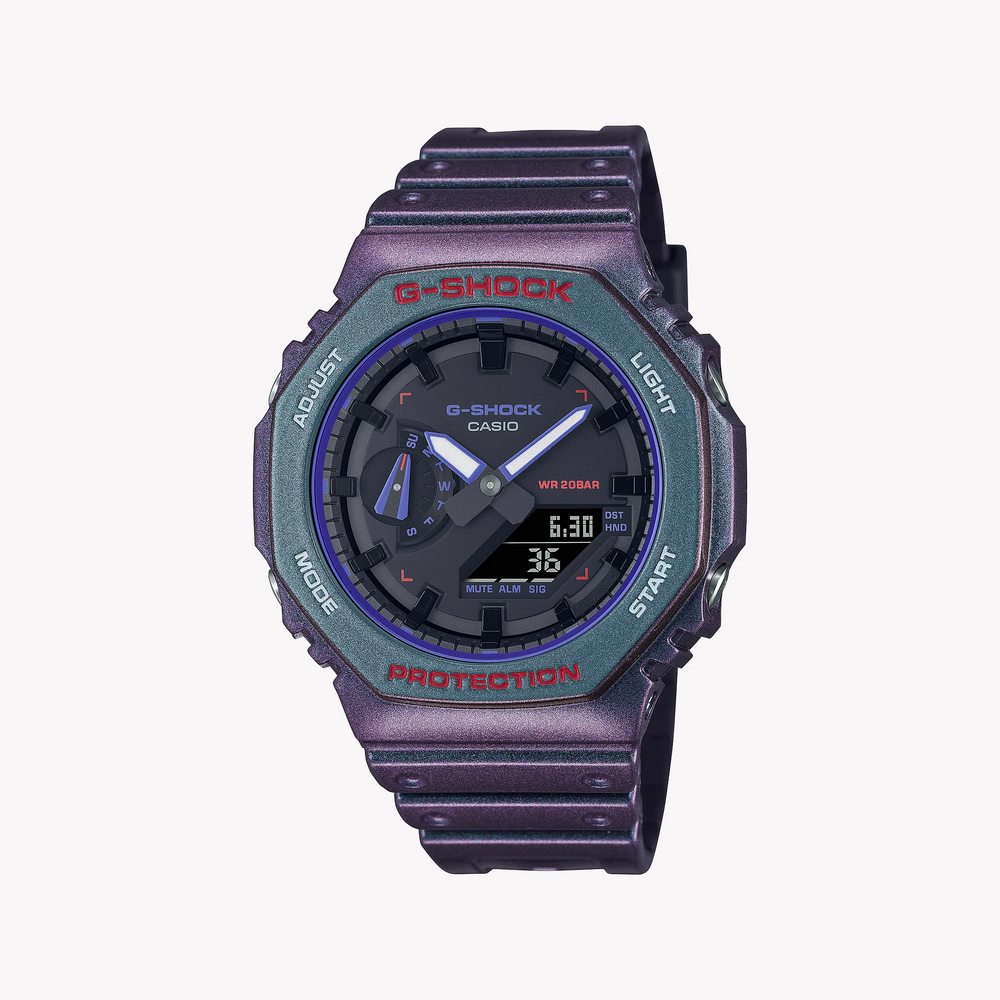 G-Shock Men's Purple Resin Watch, Black Dial | Ga-2100ah-6adr by i-watch